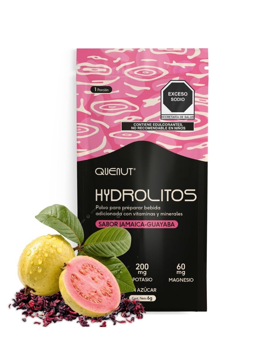 Hydrolitos sabor jamaica guayaba sobre de 6g con vitaminas y minerales sabor jamaica de 30 pzas
