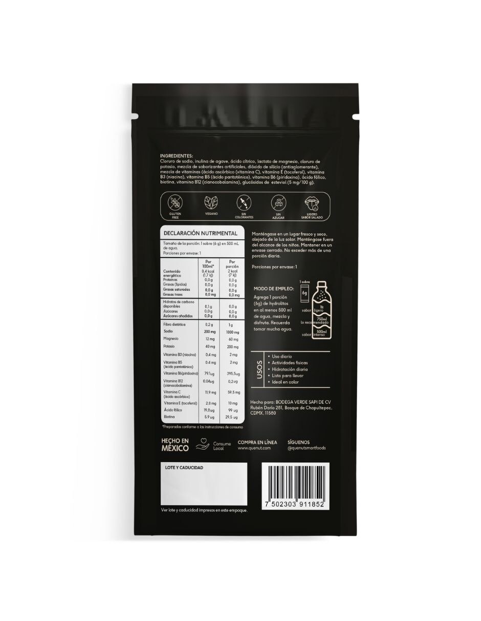 Hydrolitos sabor mandarina sobre de 6g con vitaminas y minerales de 30 piezas