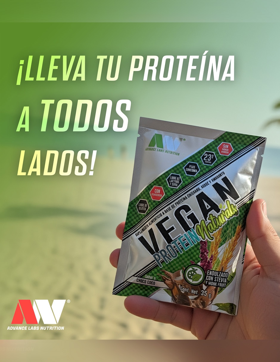 Sobre proteína vegan protein con proteína de arroz proteína de chícharo y probióticos sabor choco-coco