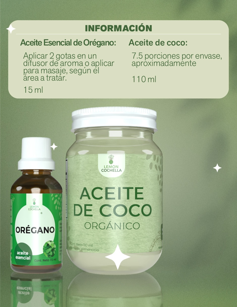 Kit aceite esencial orégano y orgánico de coco 5