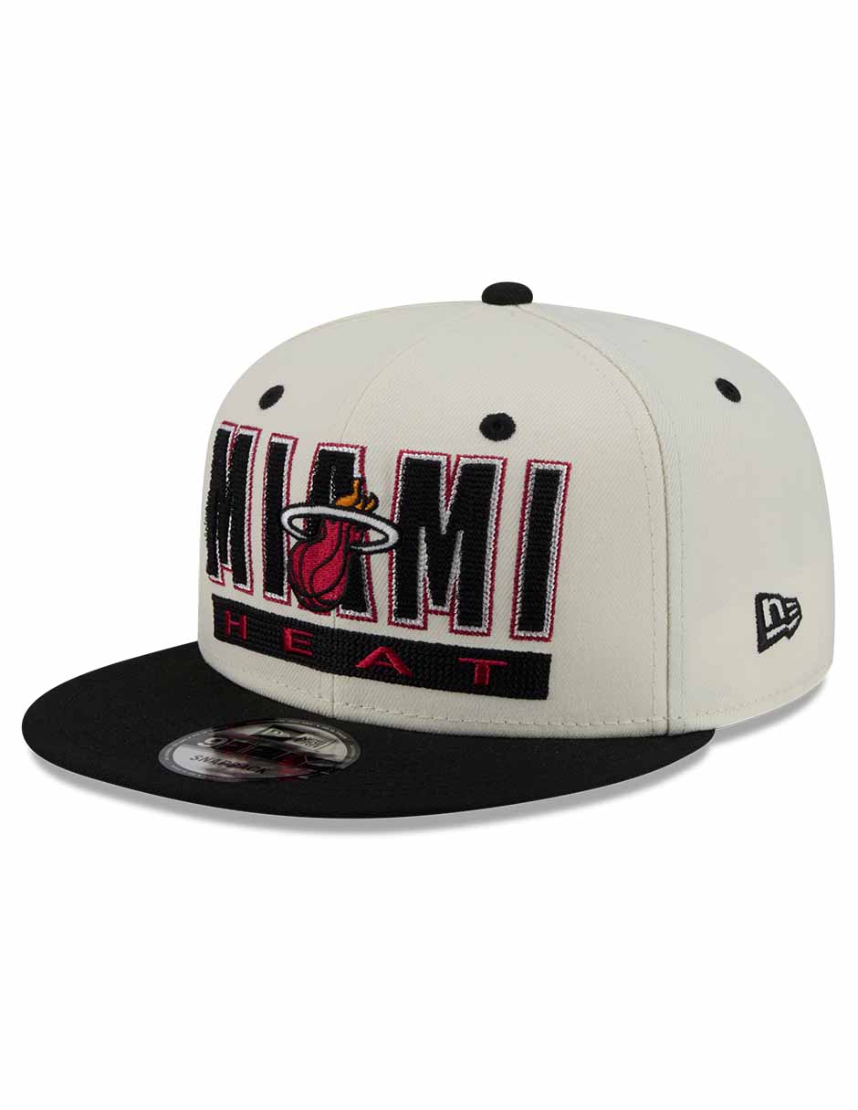 Gorra visera plana snapback para básquetbol Classic Wordmark Miami Heats para adulto