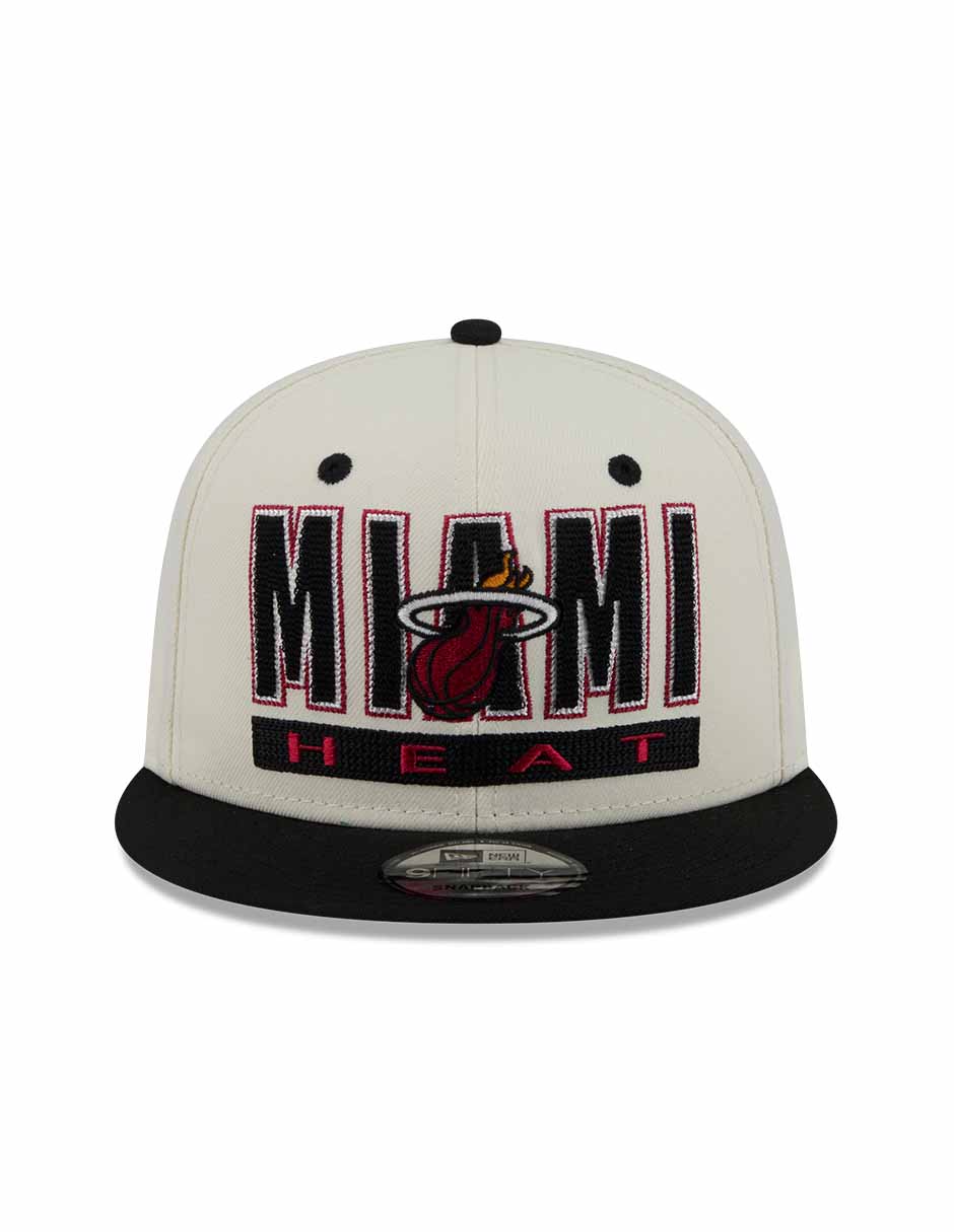 Gorra visera plana snapback para básquetbol Classic Wordmark Miami Heats para adulto 6