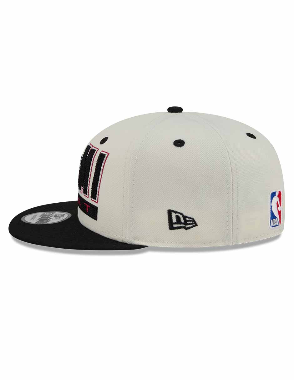 Gorra visera plana snapback para básquetbol Classic Wordmark Miami Heats para adulto 4