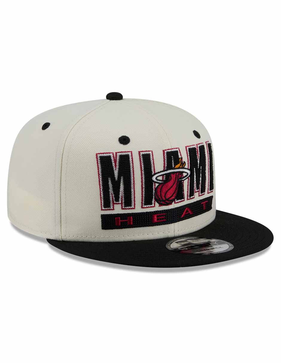 Gorra visera plana snapback para básquetbol Classic Wordmark Miami Heats para adulto 3