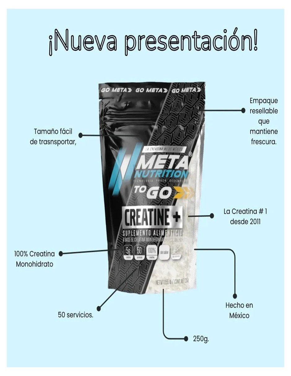 Set Creatina Monohidratada micronizada Meta Nutrition con vitaminas y aminoácidos