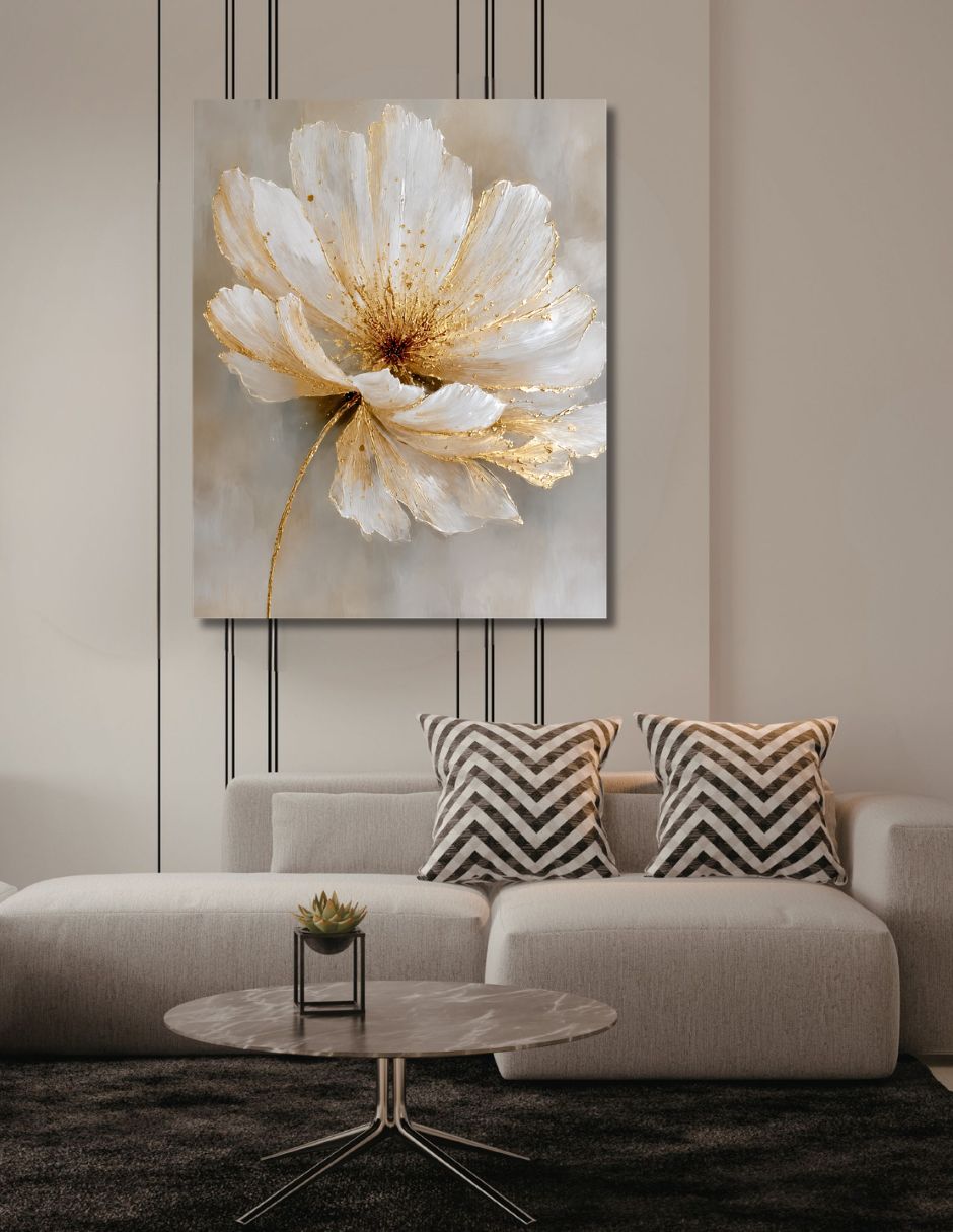 Cuadro decorativo impresión en tela amapola blanca 9