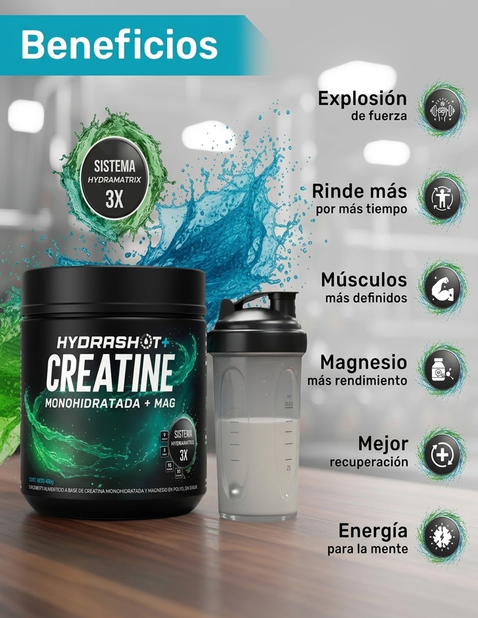 Creatina Monohidratada Micronizada HYDRASHOT de 450 g