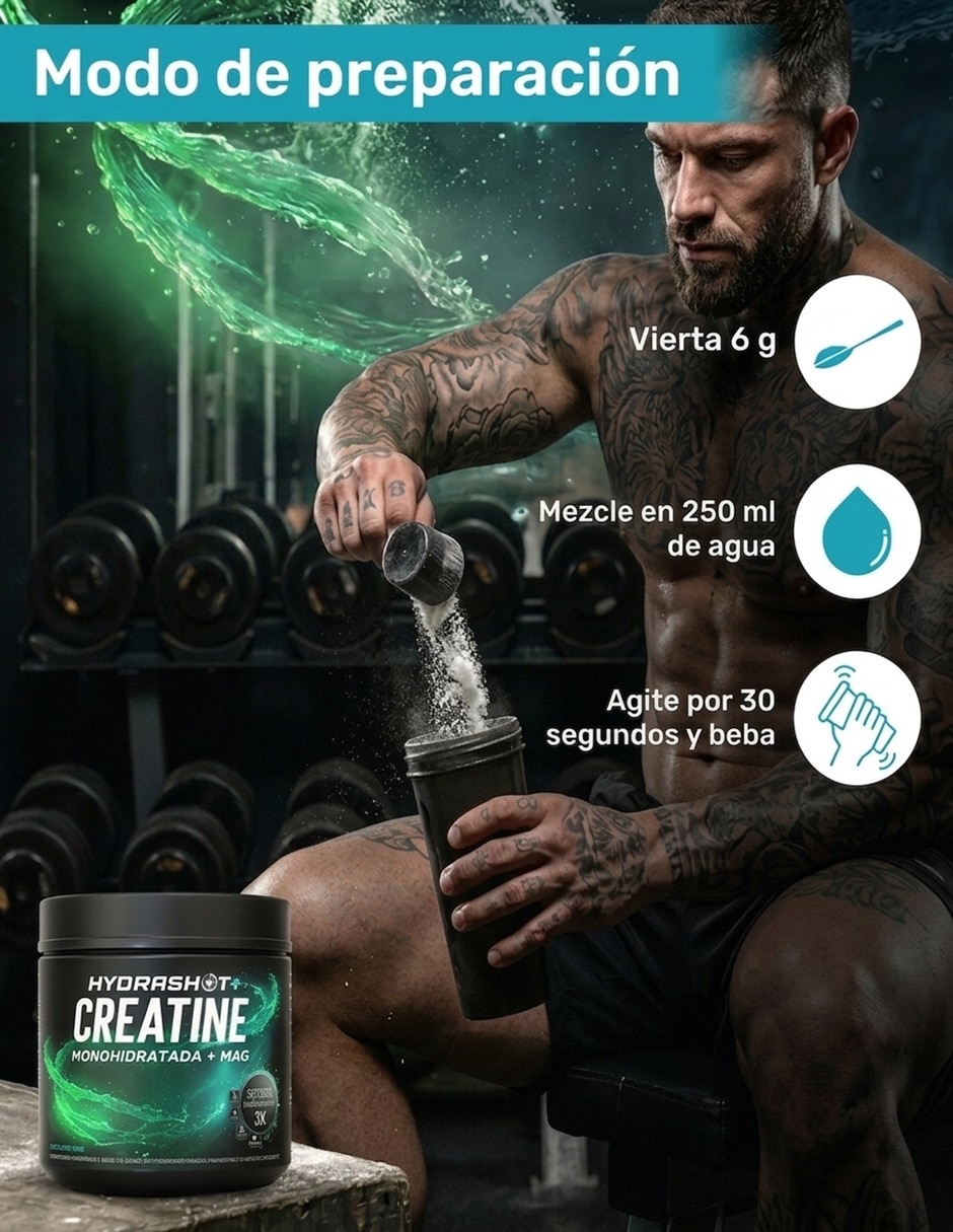 Creatina Monohidratada Micronizada HYDRASHOT de 450 g