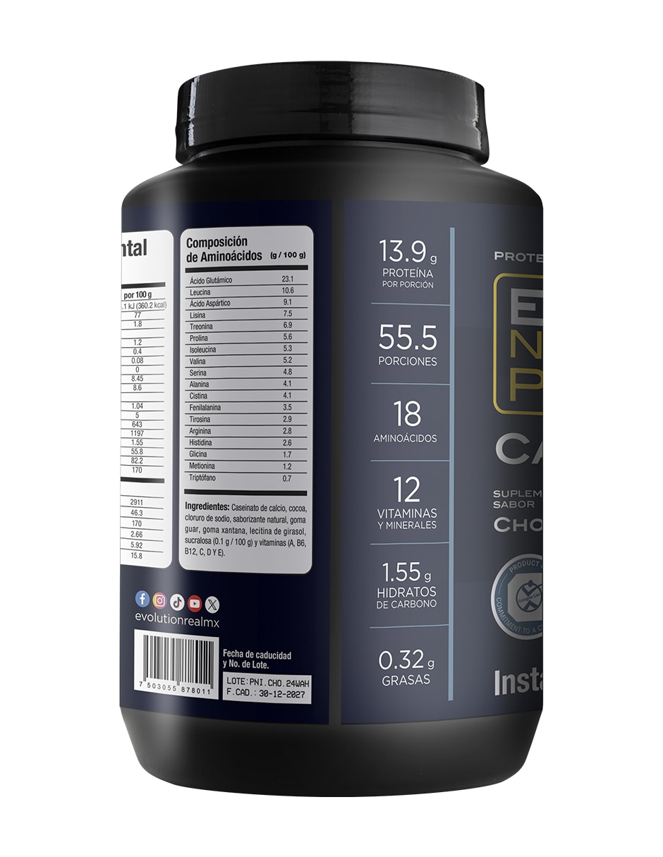 Evolution Pro-Night Proteína Caseinato de Calcio con proteína sabor chocolate de 1000 gramos 3