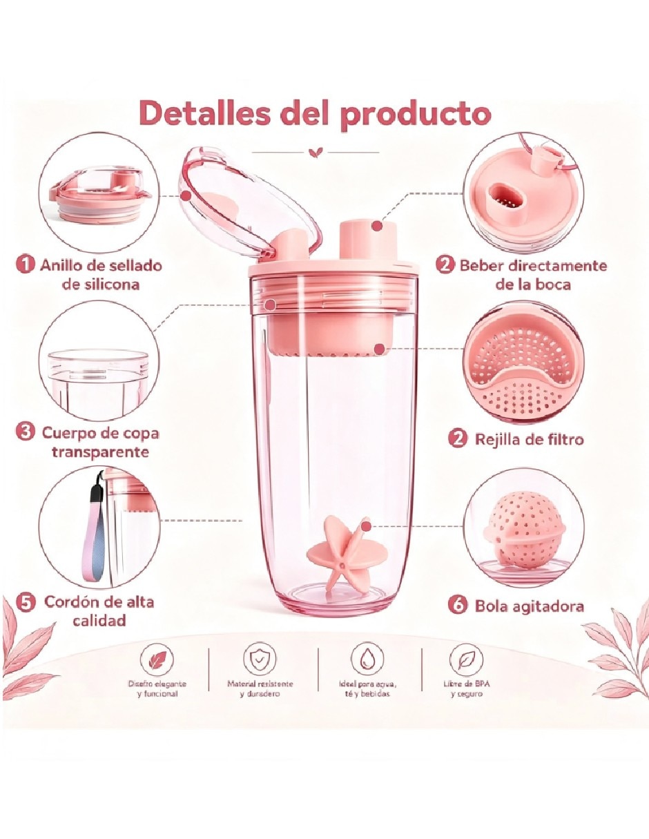 Vaso shaker de plástico con tapa rosca 3