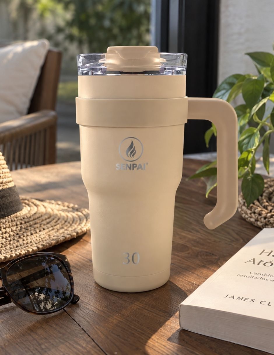 Taza térmica de acero inoxidable na con tapa flip top 5