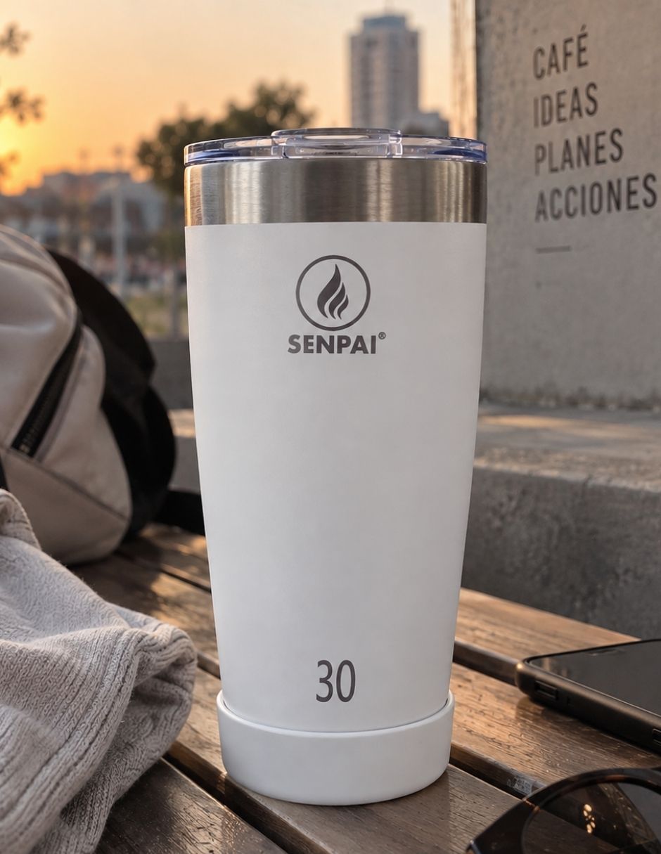 Taza térmica de acero inoxidable na con tapa flip top 5