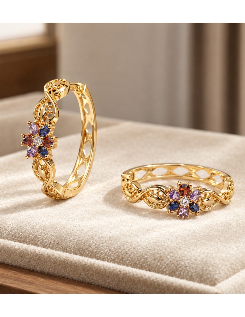 Arracadas elegantes de oro laminado 14 k con acabado brillante zirconia cúbica