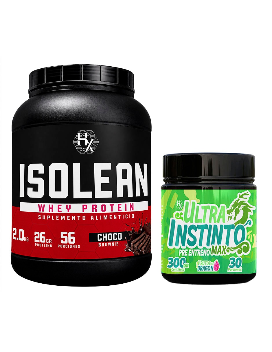Kit Proteína whey 2 kg + Pre entreno ultra Instinto max choco Brownie con proteína vegetal sabor Chocolate