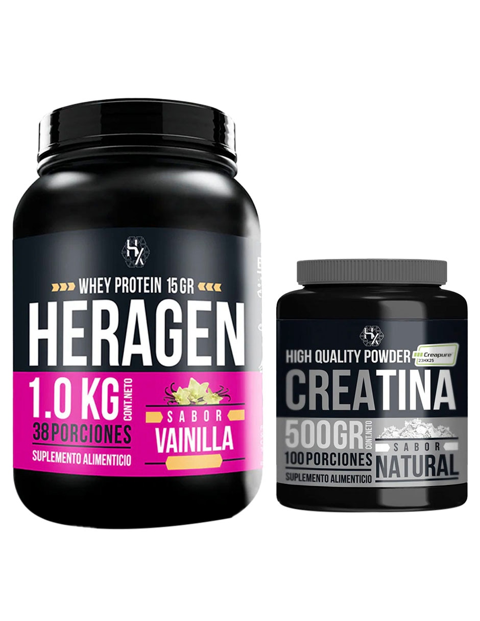 Kit Heragen whey protein 1 kg + creatina monohidratada con proteína vegetal sabor Vainilla