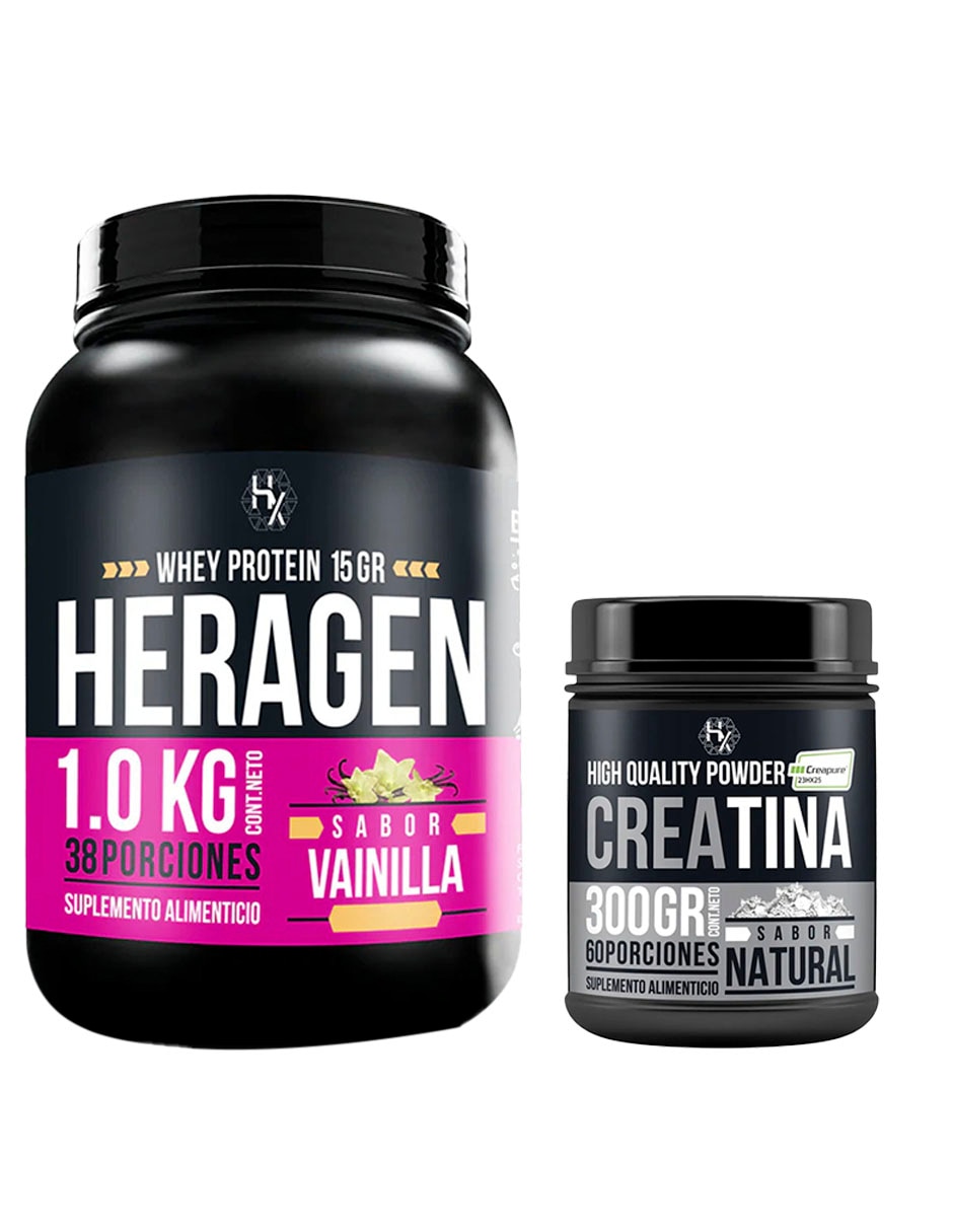 Kit Heragen whey protein 1 kg + creatina monohidratada con proteína vegetal sabor Vainilla Kit Heragen whey protein 1 kg + creatina monohidratada con proteína vegetal sabor Vainilla