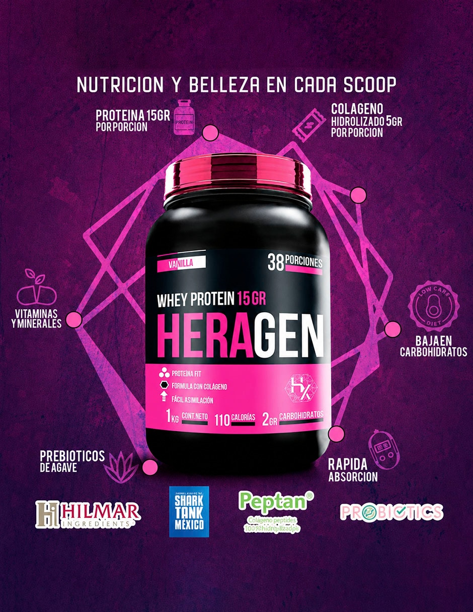 Kit Heragen whey protein 1 kg + Creatina + colágeno Holix Lab con proteína vegetal sabor Vainilla 5