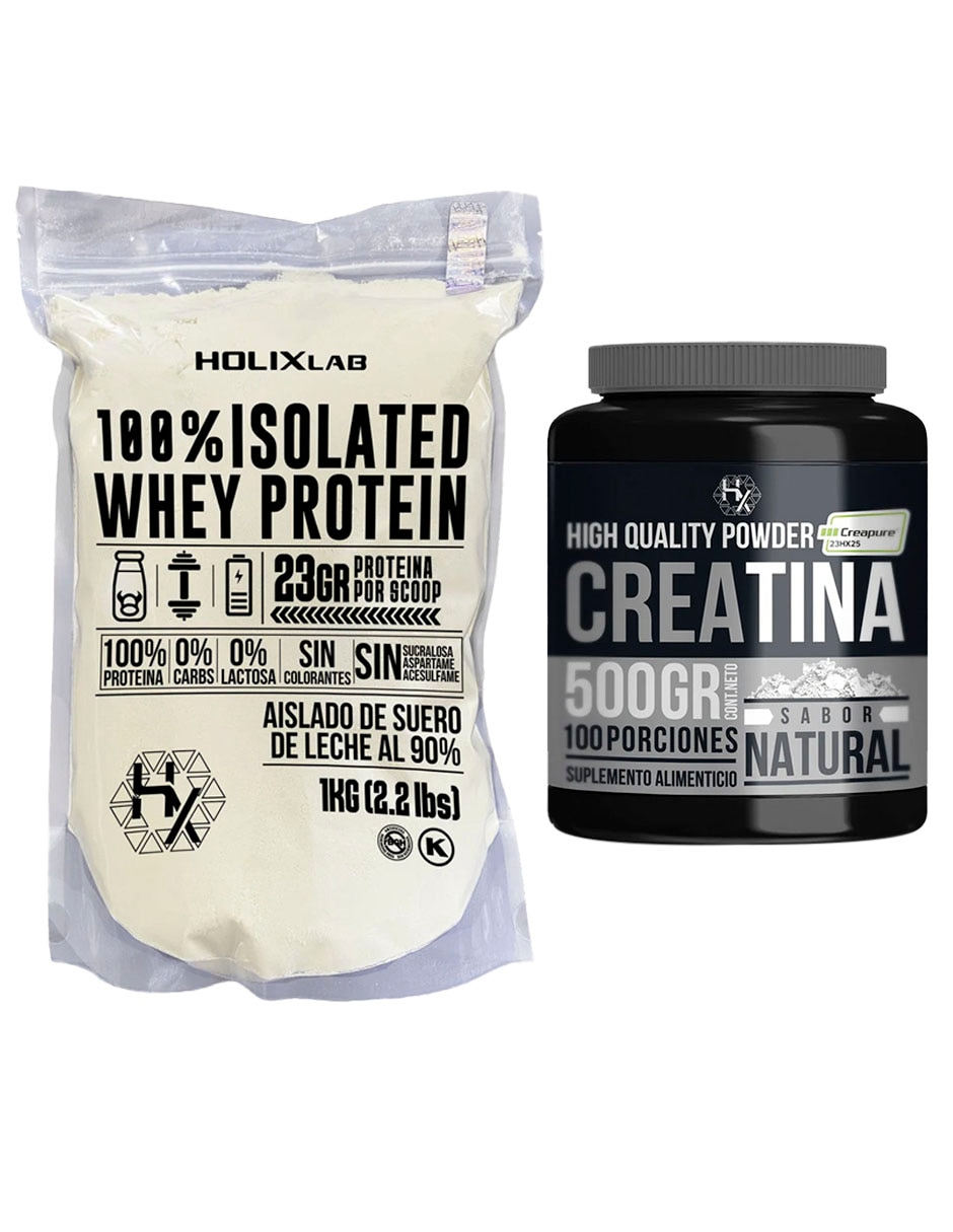Kit Holix Lab proteína Isolate whey protein 1 kg + creatina monohidratada sabor natural con proteína vegetal