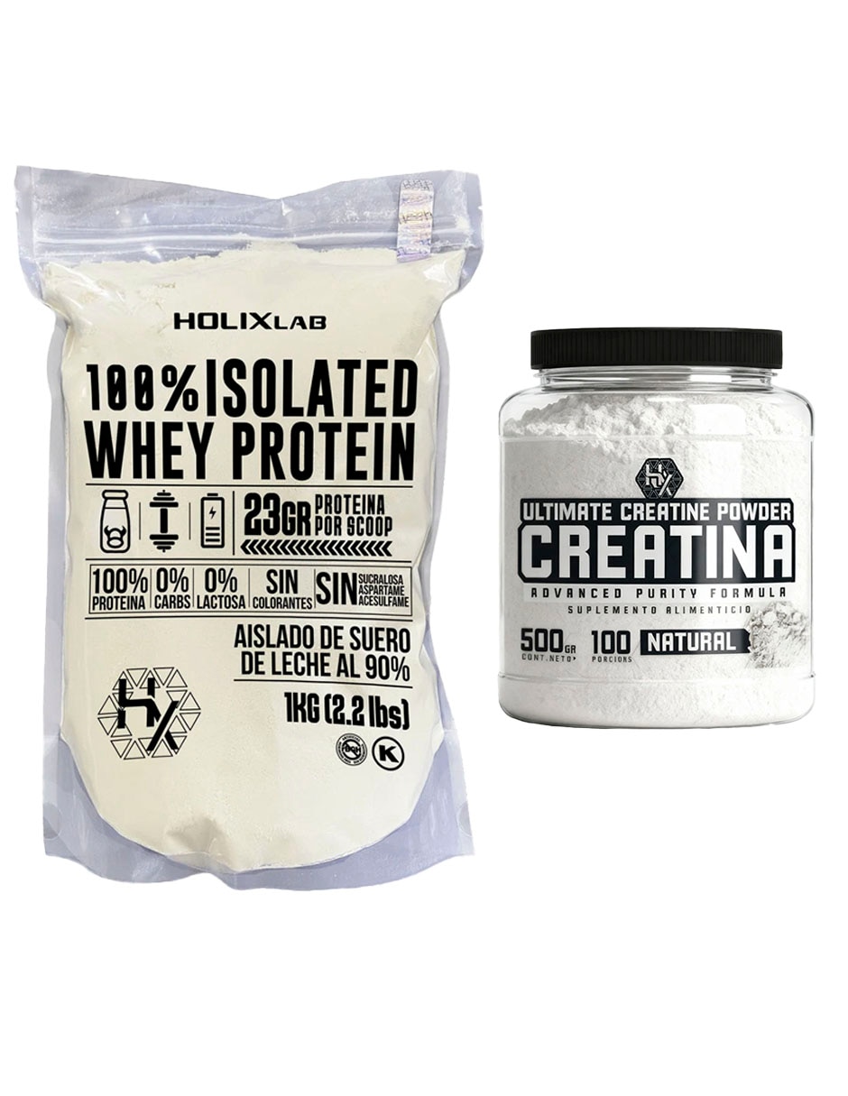 Kit Holix Lab proteína Isolate whey protein 1 kg + creatina monohidratada sabor natural con proteína vegetal