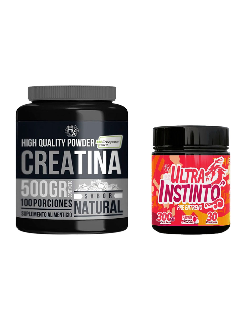 Kit Holix Lab creatina monohidratada 500 g + Pre entreno ultra Instinto frutos rojos con proteína vegetal