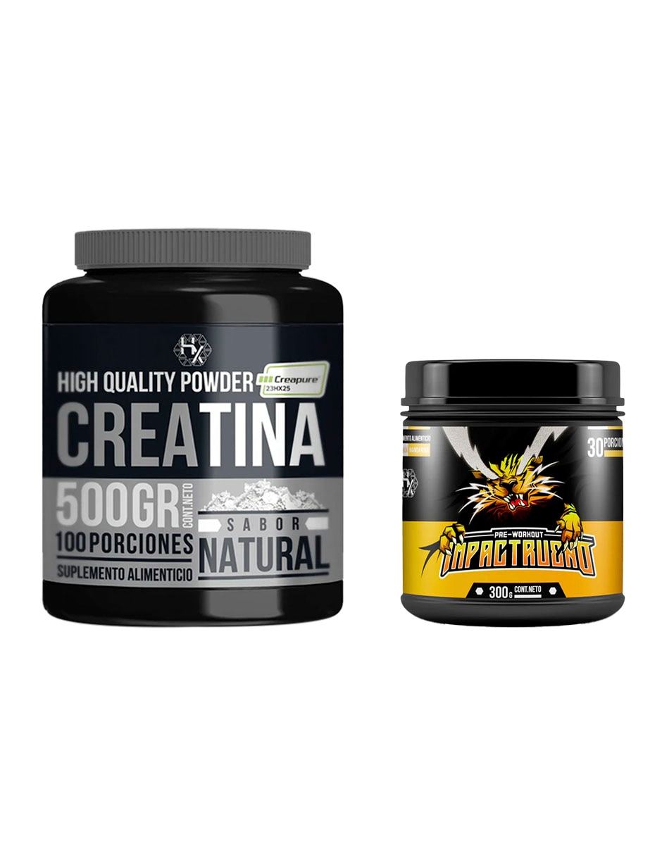Kit Holix Lab creatina monohidratada + Pre entreno Impactrugido suplemento deportivo con proteína vegetal