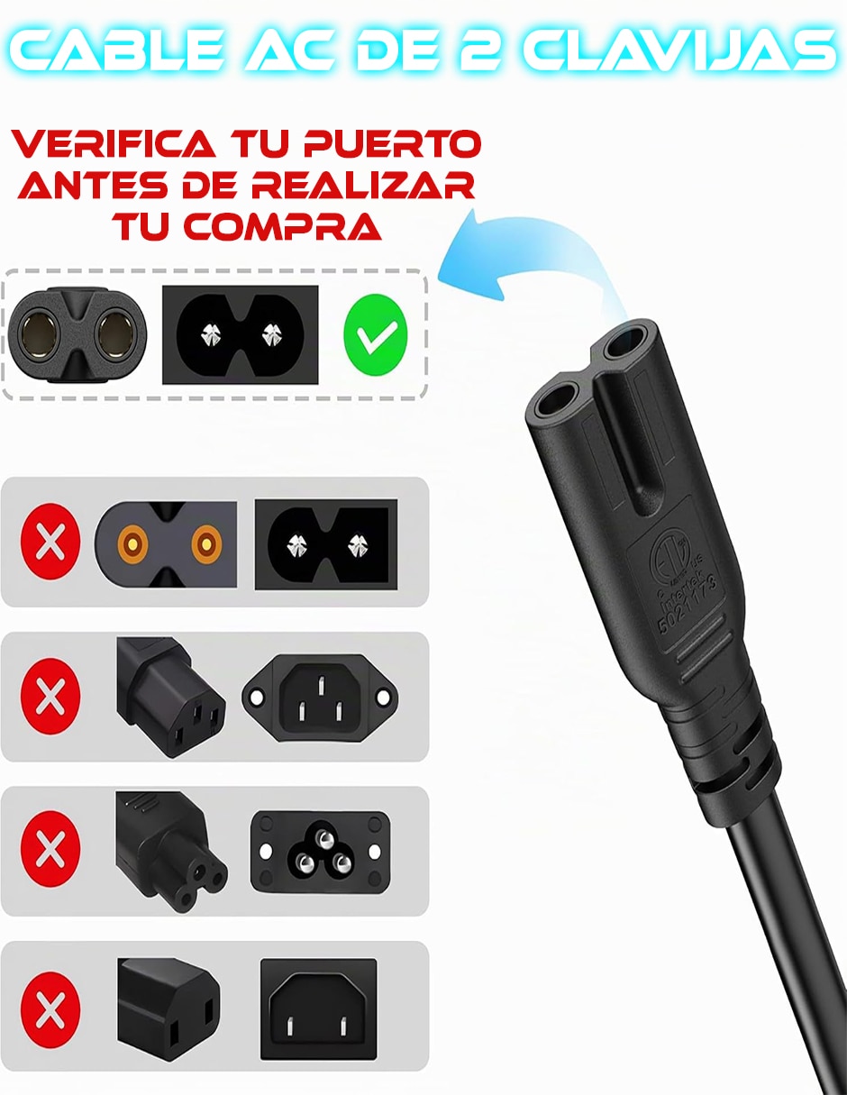 Cable cargador iec a tipo iec de 1 m 2