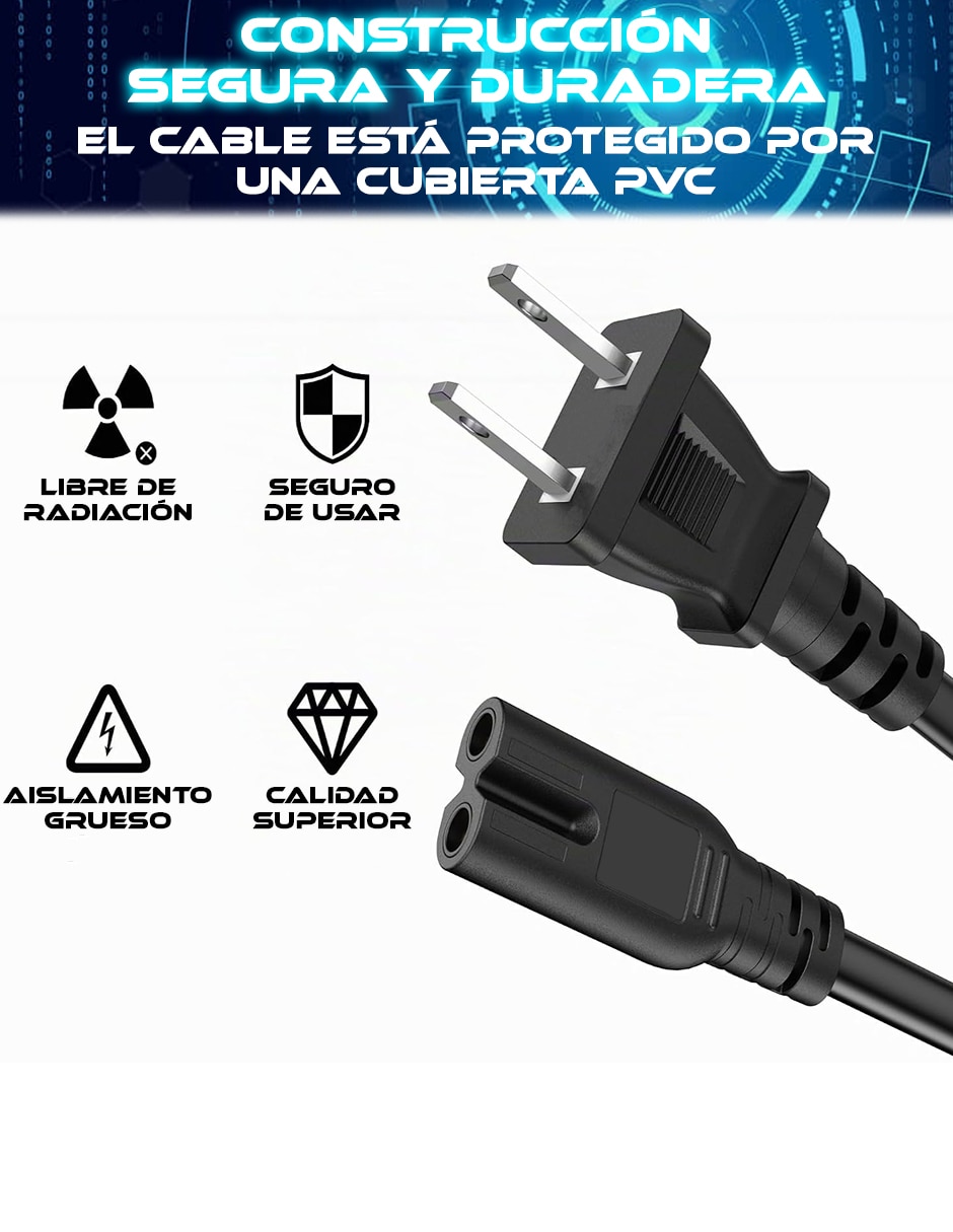 Cable cargador iec a tipo iec de 1 m 3