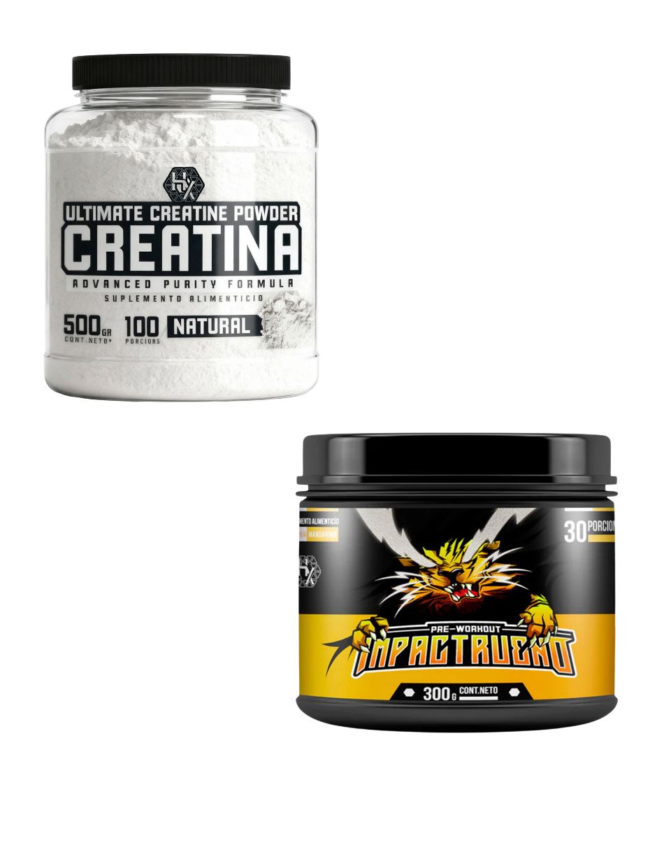 Kit Holix Lab Creatina Monohidratada 500 g + Pre Entreno Impactrugido Suplemento Deportivo con Proteína vegetal 300 g Kit Holix Lab Creatina Monohidratada 500 g + Pre Entreno Impactrugido Suplemento Deportivo con Proteína vegetal 300 g