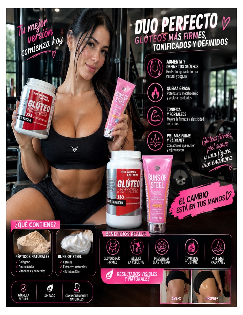 Kit Proteina Whey Glúteo Peptonas + Gel Tonificante con Proteína de suero de leche aislado sabor Chocolate de 2