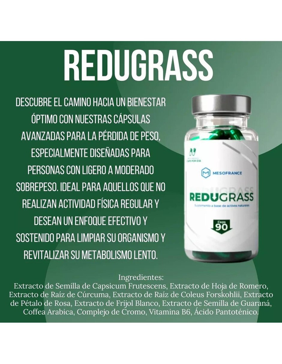 Redugrass Reductor Grasa Corporal 90 Caps Pack 3 MESOFRANCE con Mezcla de hierbas sabor Sin sabor de 4