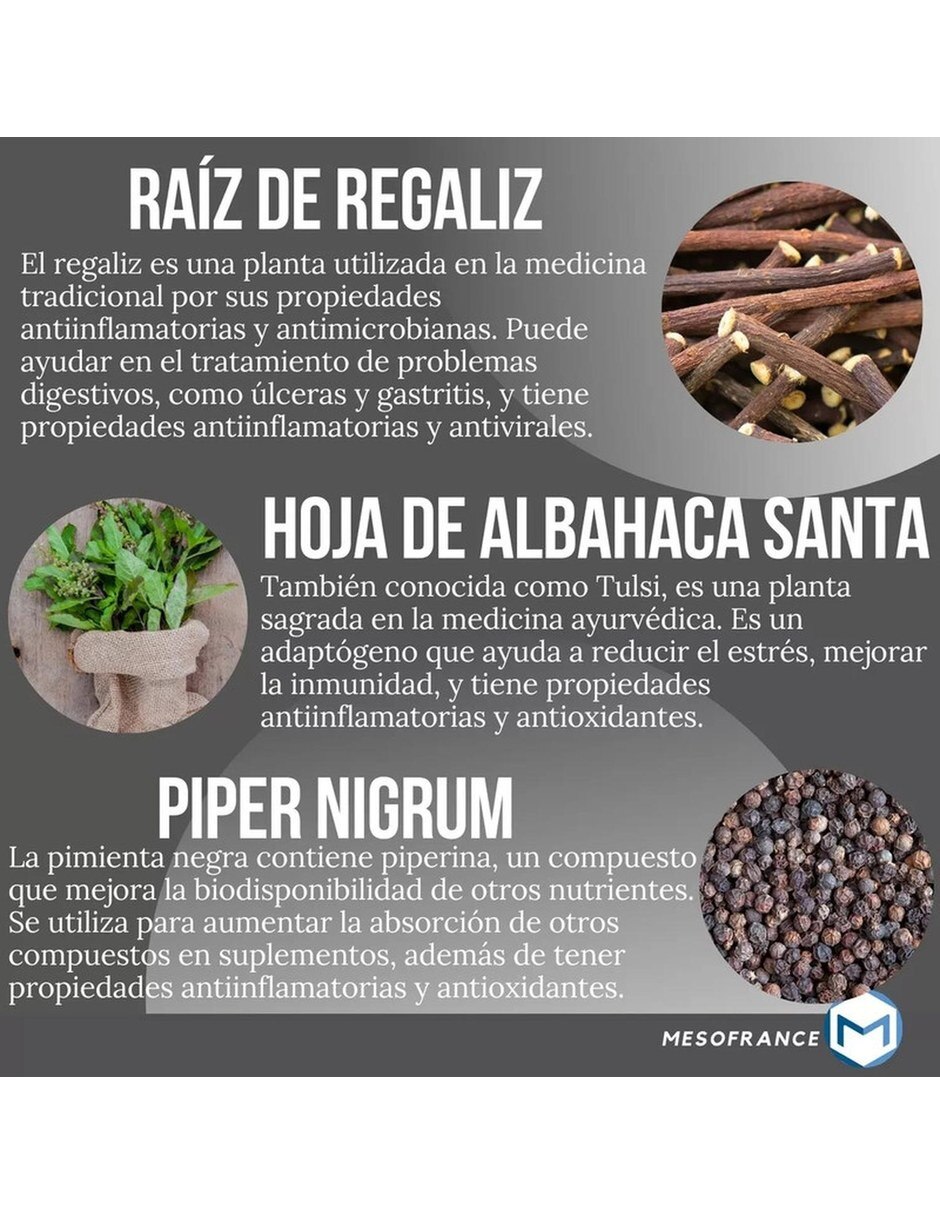 Reductivo Peptonico Quemador Natural 90 Caps MESOFRANCE con Mezcla de hierbas sabor Sin sabor de 8