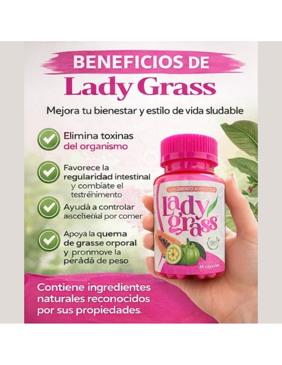 Lady Grass Rosa Suplemento Capsulas 500mg 30 Unidades BYPASS BPRI con Mezcla de hierbas sabor Sin sabor de 5