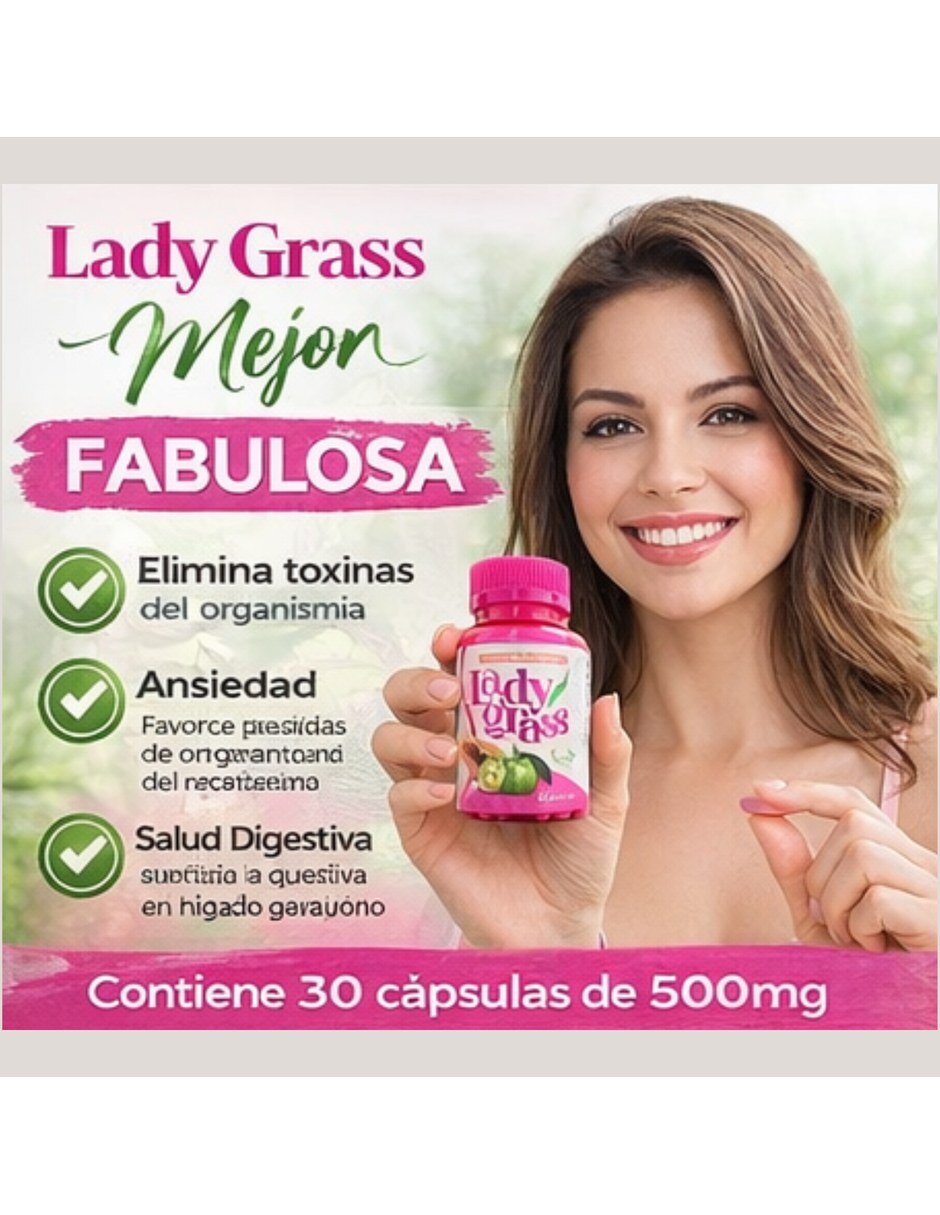 Lady Grass Rosa Suplemento Capsulas 500mg 30 Unidades BYPASS BPRI con Mezcla de hierbas sabor Sin sabor de 6