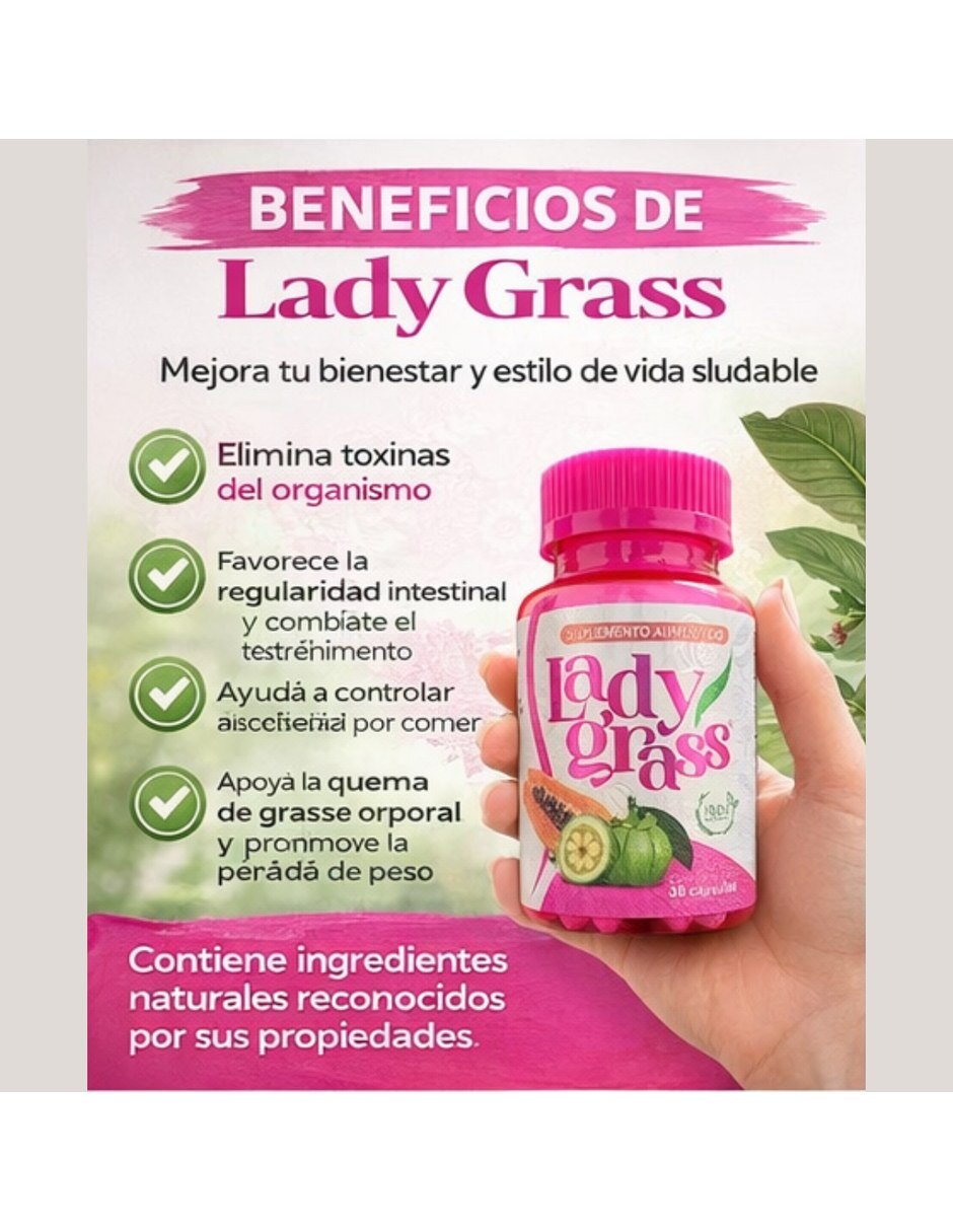 Lady Grass Rosa Suplemento Capsulas 500mg 30 Unidades BYPASS BPRI con Mezcla de hierbas sabor Sin sabor de 9