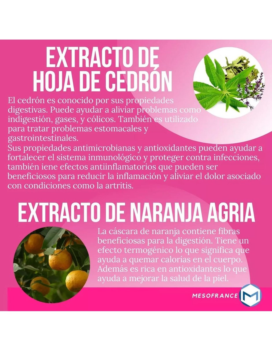 Lipoenzimas Reductor Grasa Corporal 90 Capsulas MESOFRANCE con Mezcla de hierbas sabor Sin sabor de 6