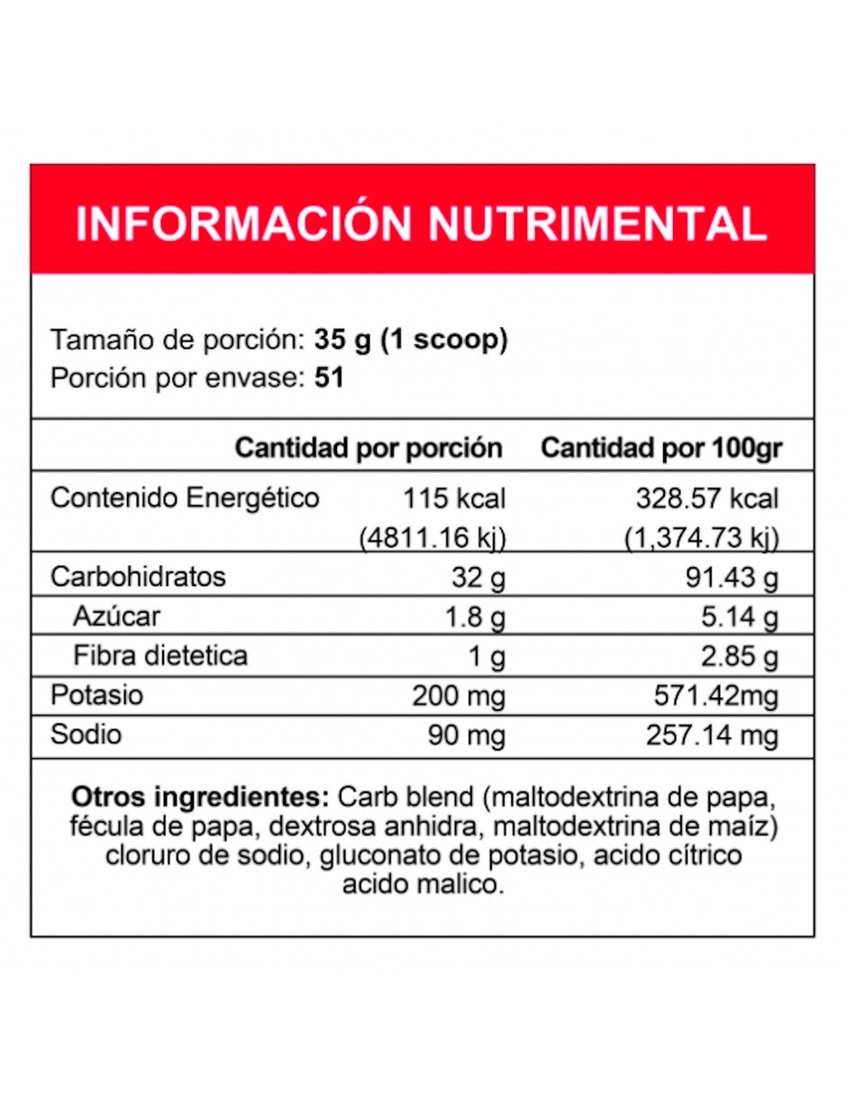 Redline Carbohidratos Dynamic Falcon 1.8kg con Mezcla de hierbas sabor Natural de 3