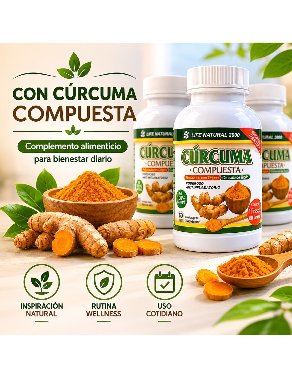 Curcuma Compuesta Anti Inflamatorio con Curcumina de Cúrcuma Pack 3 6