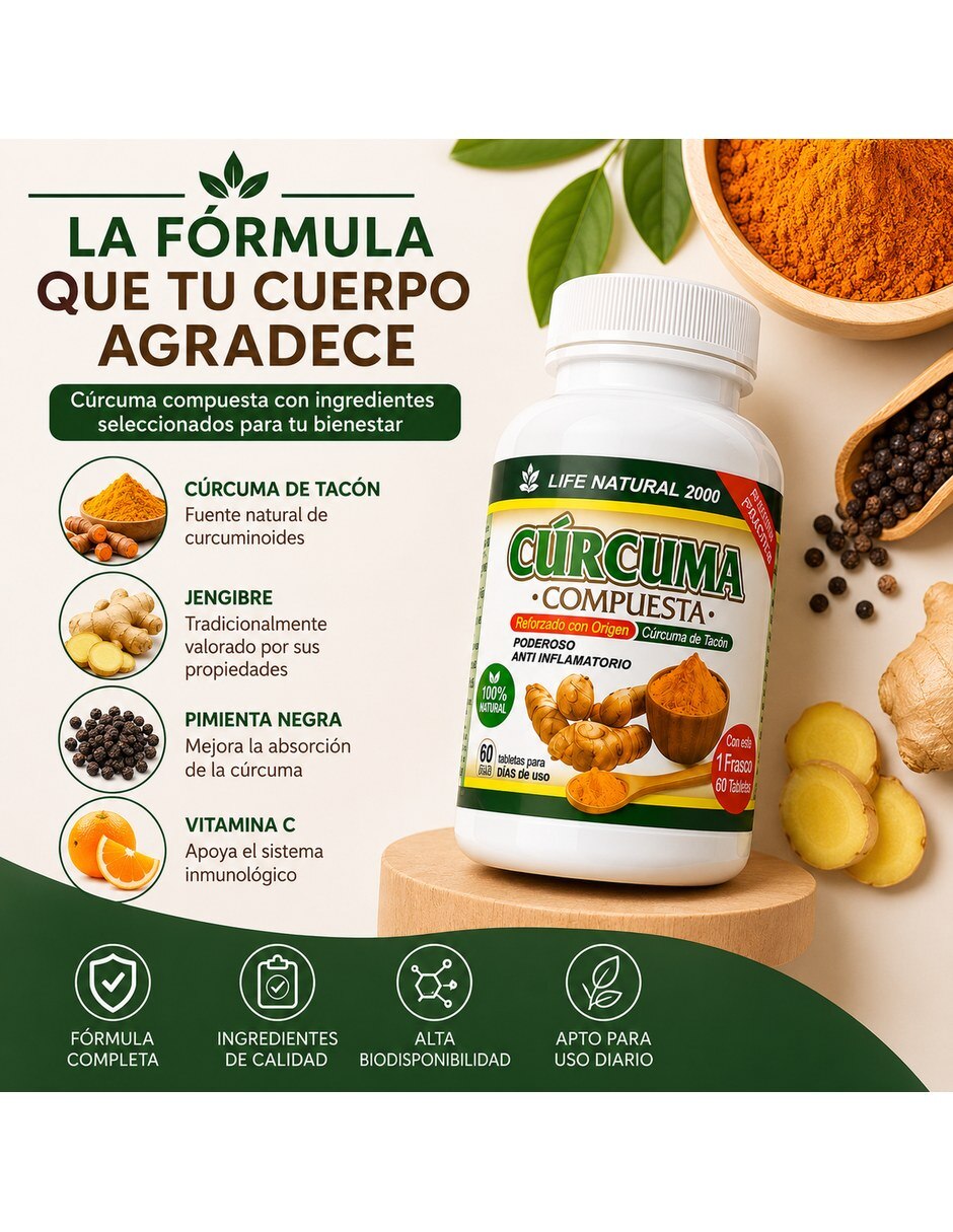 Curcuma Compuesta Anti Inflamatorio con Curcumina de Cúrcuma Pack 3 8
