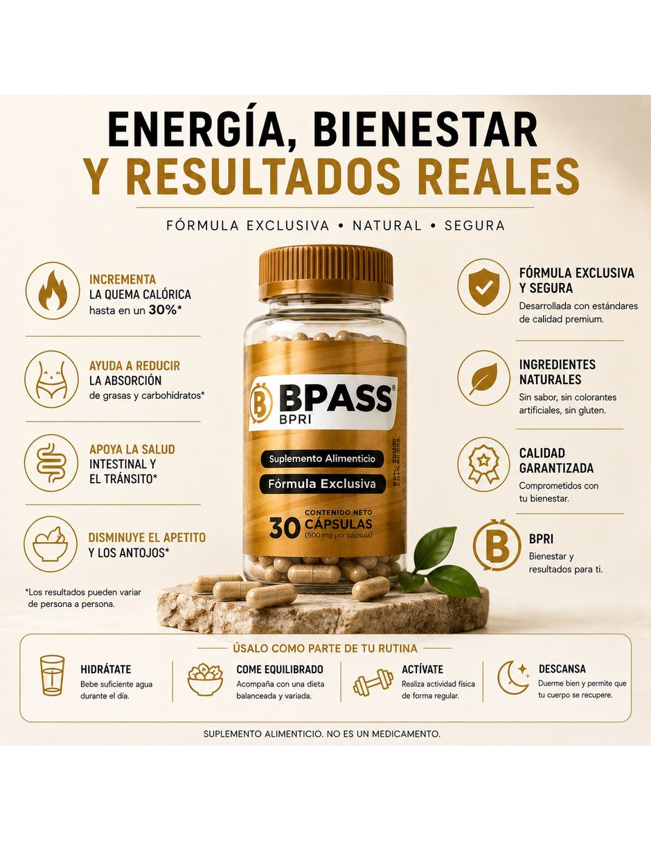 Bpri pack 2 Bypass 30 capsulas inhibidor de apetito natural con Mezcla de hierbas sabor Sin sabor de 3