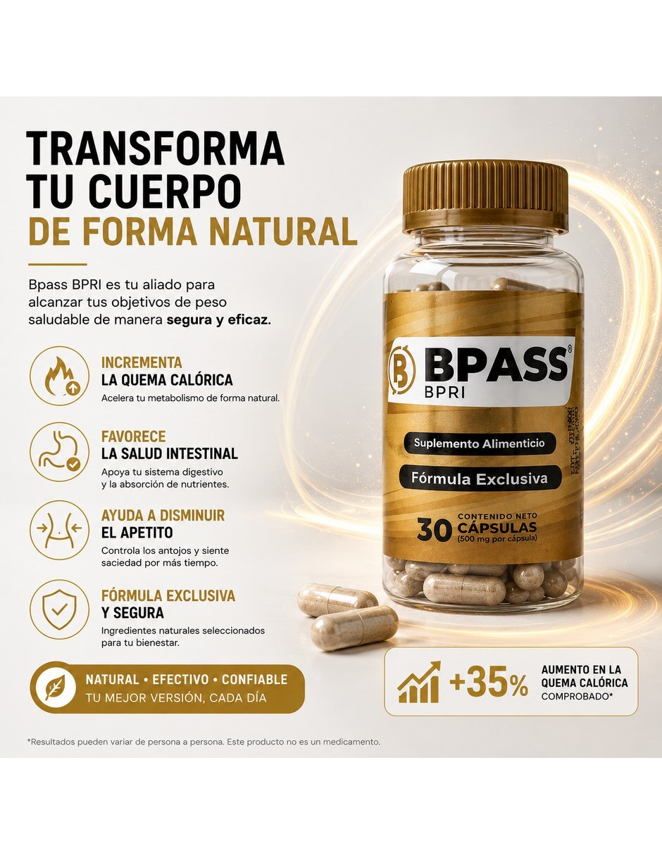 Bpri pack 2 Bypass 30 capsulas inhibidor de apetito natural con Mezcla de hierbas sabor Sin sabor de 8
