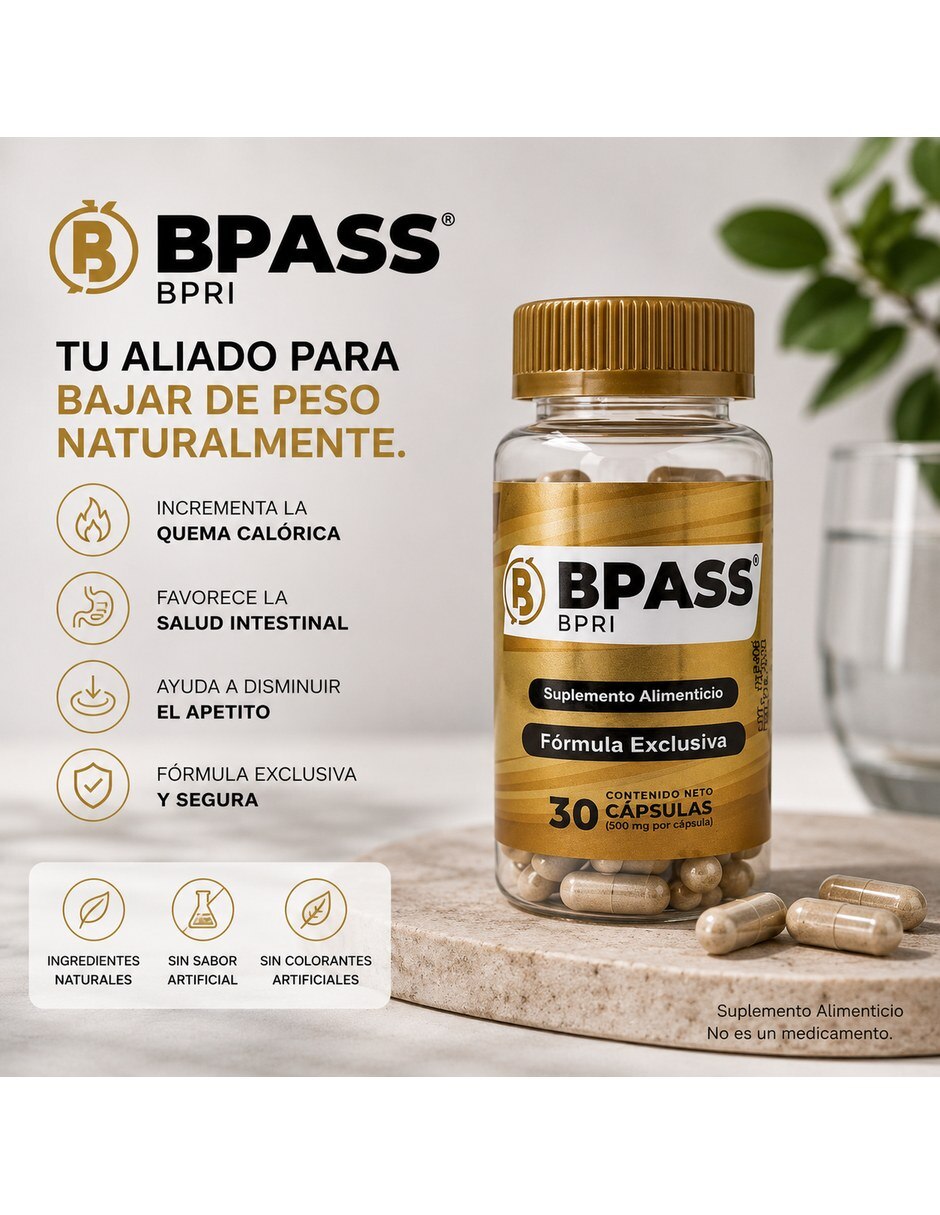 Bpri pack 2 Bypass 30 capsulas inhibidor de apetito natural con Mezcla de hierbas sabor Sin sabor de 9