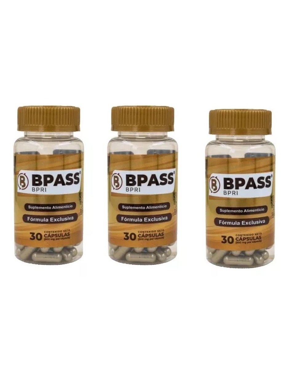 BPRI 30 Cap Inhibidor Apetito Natural S/Sabor Pack 3 BPASS con Mezcla de hierbas sabor Sin sabor de