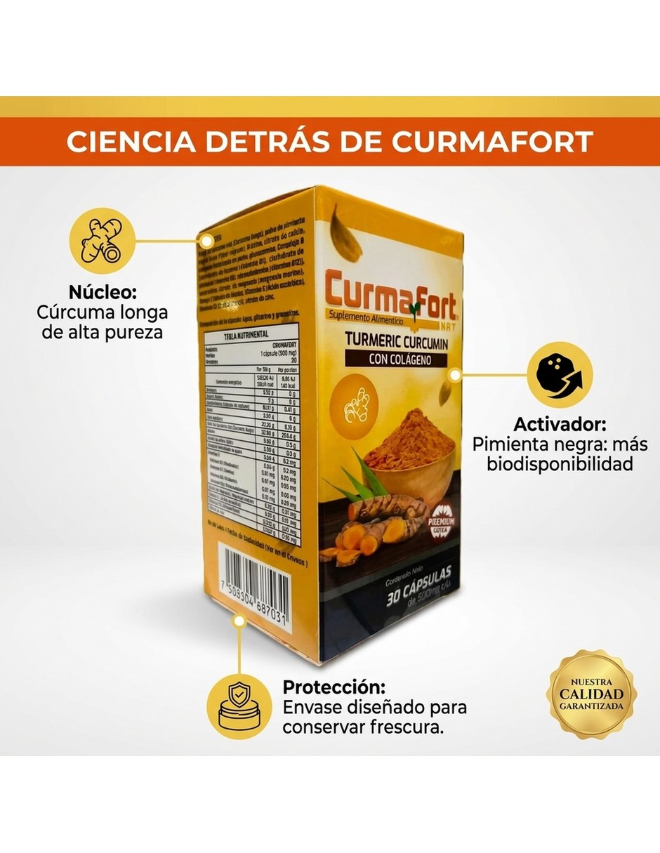 Colageno Articular Suplemento 30 Capsulas Pack 3 CURMAFORT con Colágeno sabor Sin sabor de 4