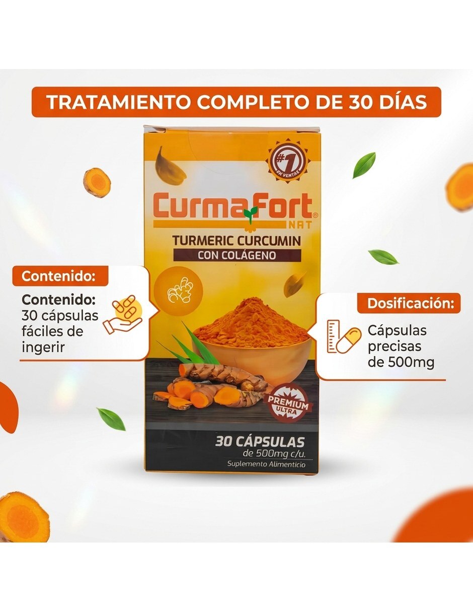 Colageno Articular Suplemento 30 Capsulas Pack 3 CURMAFORT con Colágeno sabor Sin sabor de 8