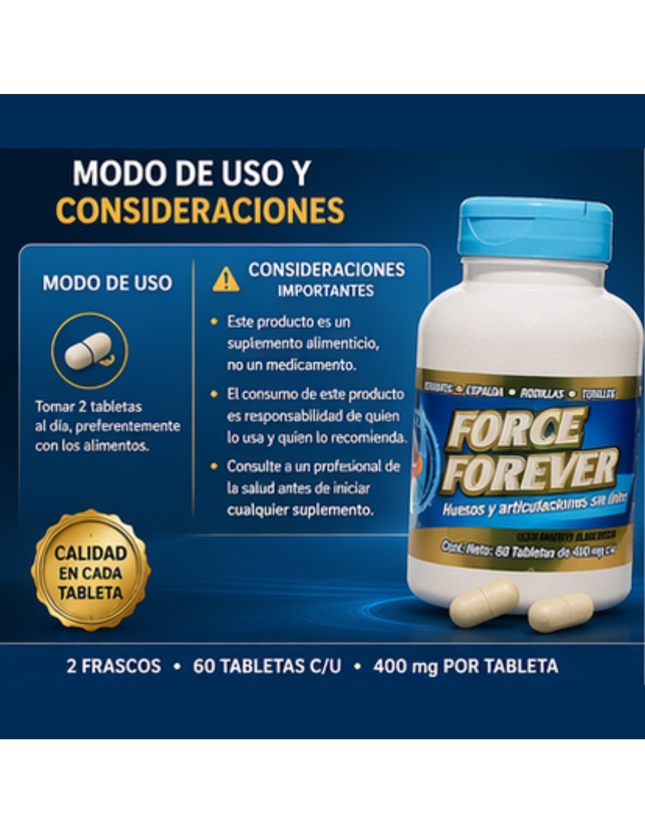 For-ce Forever Suplemento Articular Tapa Azul con Mezcla de hierbas 5 piezas 11