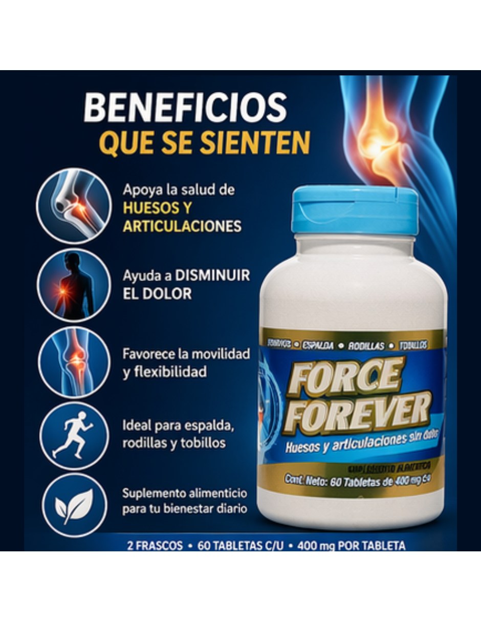 For-ce Forever Suplemento Articular Tapa Azul con Mezcla de hierbas 5 piezas 6