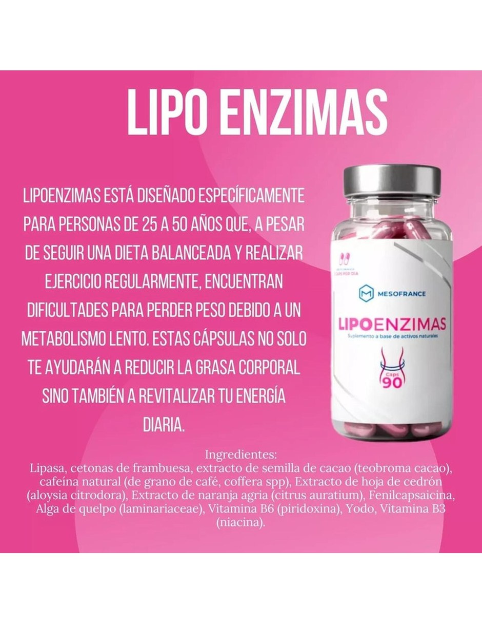 Lipoenzimas + Reductor Abdominal 90 Capsulas MESOFRANCE con Mezcla de hierbas sabor Sin sabor de 3