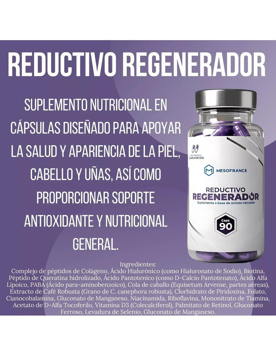 Reductivo Regenerador Con Colageno 90 Caps Pack 3 MESOFRANCE con Colágeno sabor Sin sabor de 4