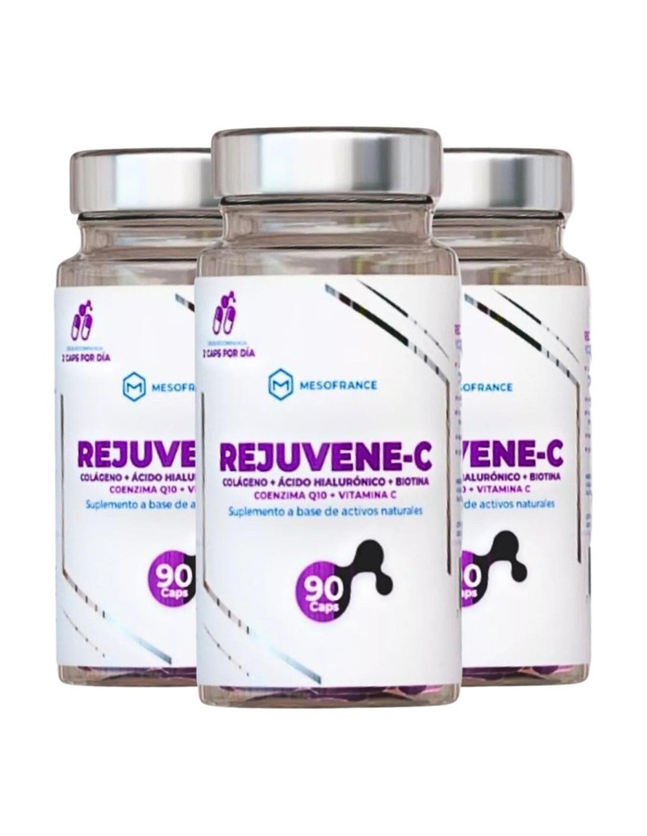 Rejuvene-c Colageno A. Hialuronico 90 Cap Pack 3 MESOFRANCE con Colageno Hidrolizado tipo II Ácido Hialurónico y Biotina sabor Sin sabor de Rejuvene-c Colageno A. Hialuronico 90 Cap Pack 3 MESOFRANCE con Colageno Hidrolizado tipo II Ácido Hialurónico y Biotina sabor Sin sabor de