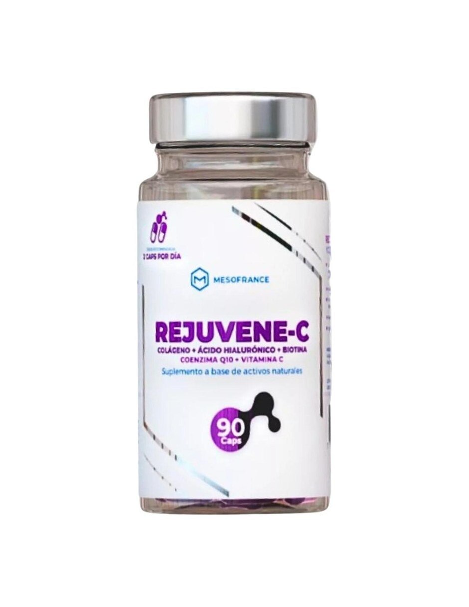 Rejuvene-c Colageno A. Hialuronico 90 Cap Pack 3 MESOFRANCE con Colageno Hidrolizado tipo II Ácido Hialurónico y Biotina sabor Sin sabor de 2